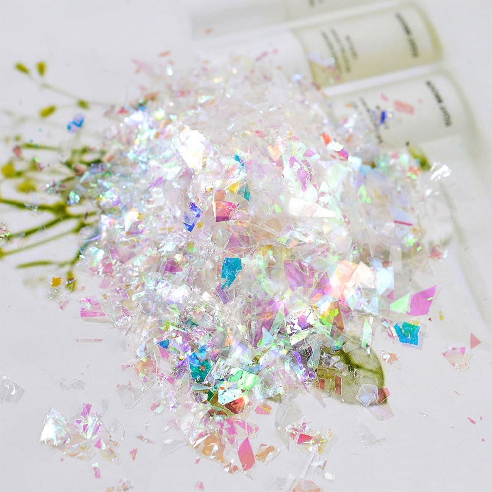Iridescent Glitter Sequin Flakes Colorful Fluorescent Glass Paper Resin  Epoxy Manicure Accessories For DIY